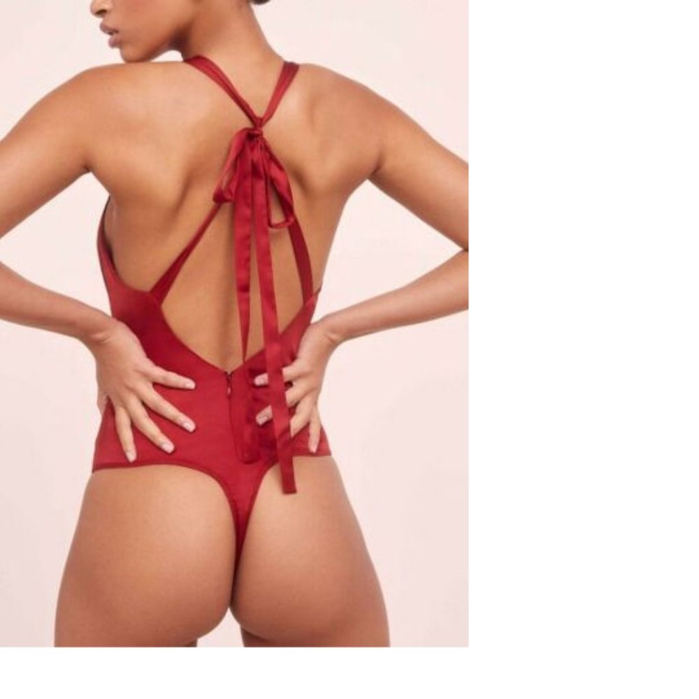 new FOR LOVE AND LEMONS aries RED SATIN TIE BACK XS